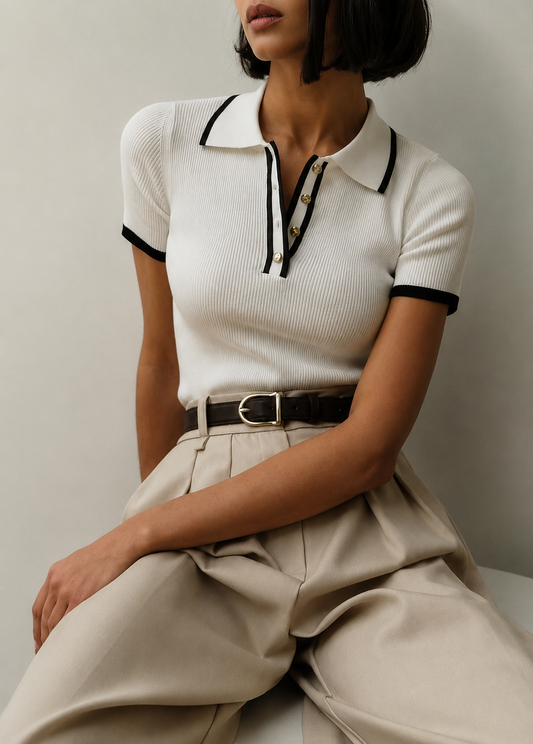 Women's Fashion Elegant Slim-fit Short Sleeve Polo Collar Top Jovera Joyce