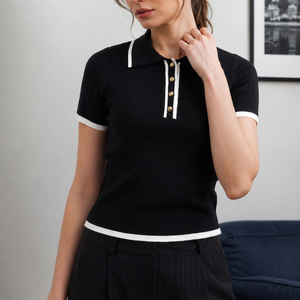 Women's Fashion Elegant Slim-fit Short Sleeve Polo Collar Top Jovera Joyce