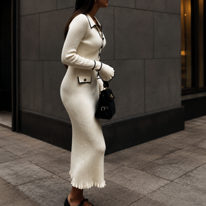Women's French Entry Lux Ruffled Knitted Dress Jovera Joyce