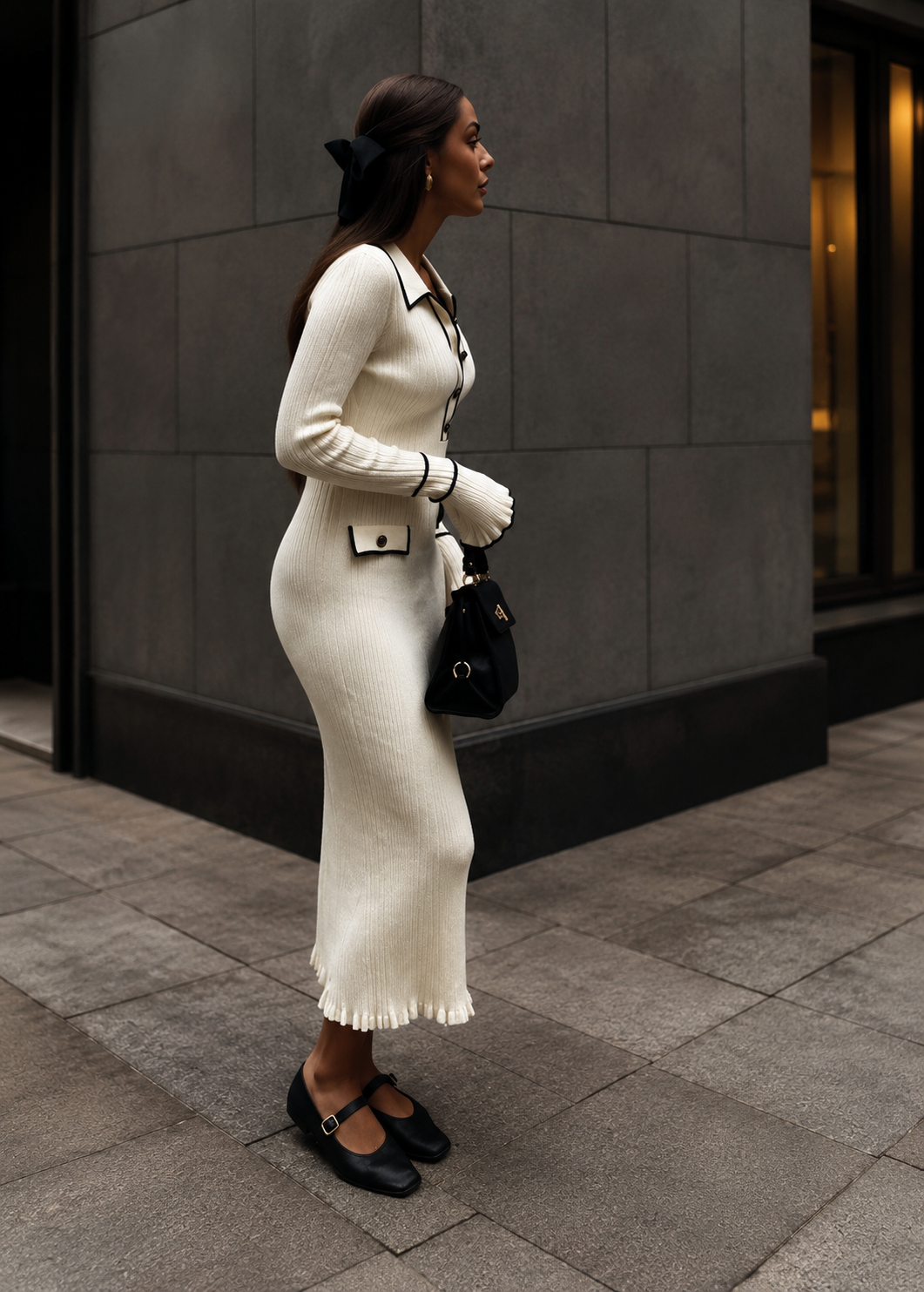 Women's French Entry Lux Ruffled Knitted Dress Jovera Joyce
