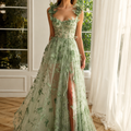  Green Long Dress Butterfly