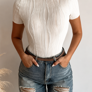 Solid Color Round Neck Slim Fit Short Sleeve T-shirt Top Jovera Joyce