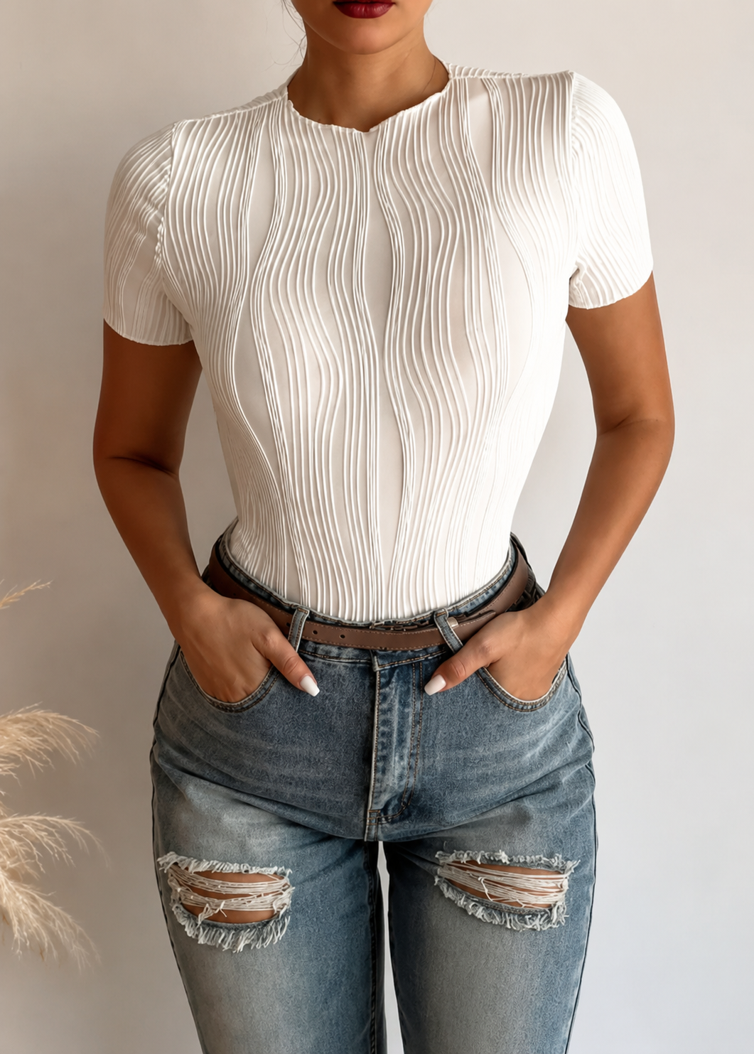 Solid Color Round Neck Slim Fit Short Sleeve T-shirt Top Jovera Joyce