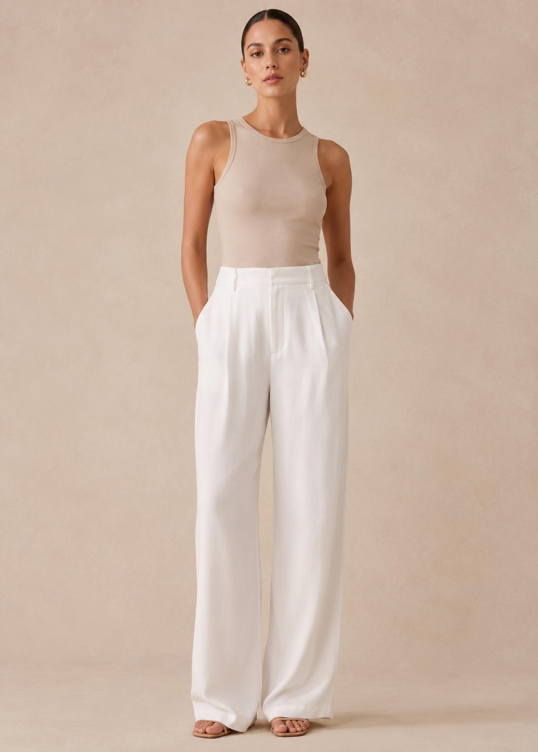 Commuter Drapey Slimming High-Waist Wide-Leg Pants With Pockets Jovera Joyce