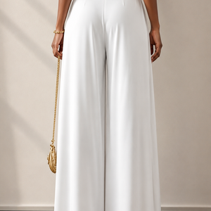 Solid Color High Waist Drooping Wide Leg Pants Jovera Joyce