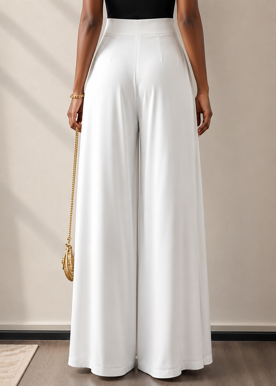 Solid Color High Waist Drooping Wide Leg Pants Jovera Joyce