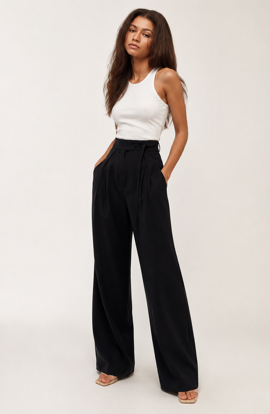 Monaco Wrap-Waist Wide-Leg Trousers Jovera Joyce