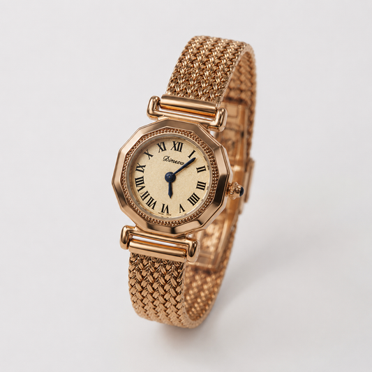 Vintage Gold-Tone Octagonal Women’s Watch with Roman Numeral Dial Jovera Joyce