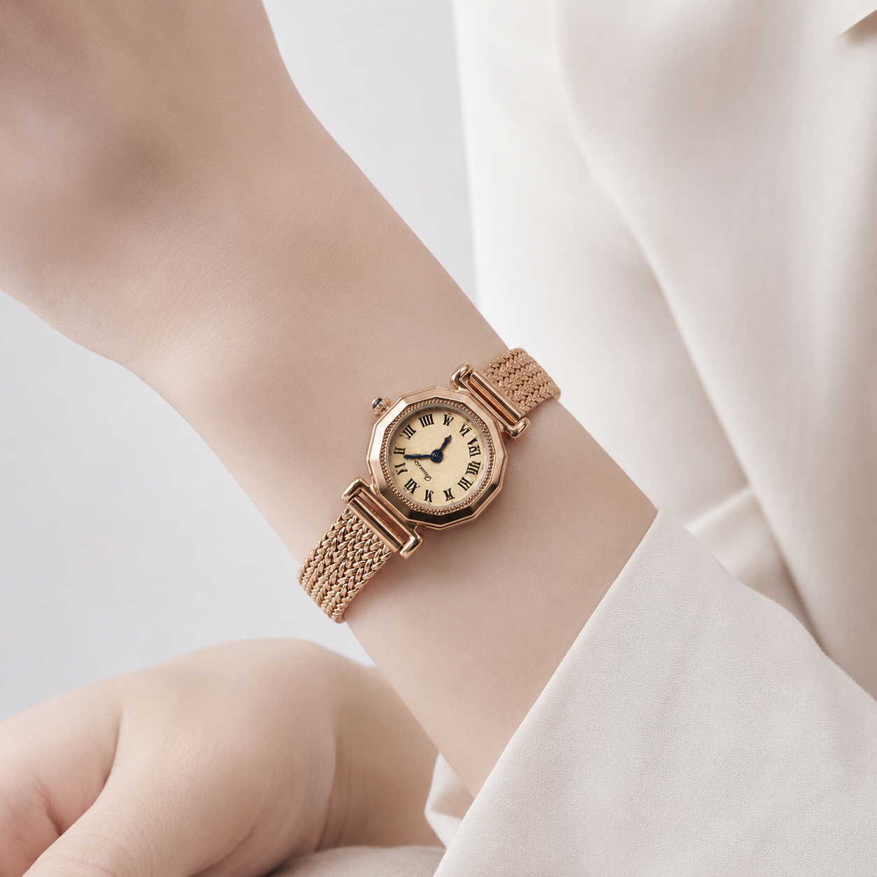 Vintage Gold-Tone Octagonal Women’s Watch with Roman Numeral Dial Jovera Joyce