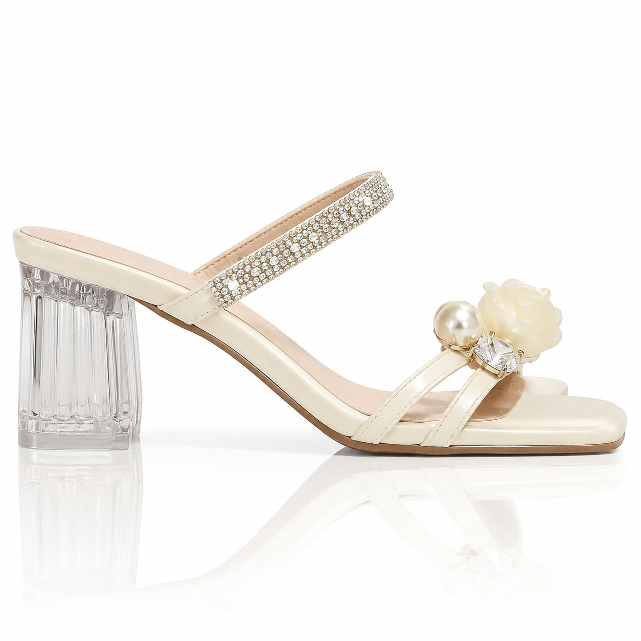French Style Rough Heel Rhinestone Sandals, Fairy Style Versatile Set Toe Sandals Jovera Joyce