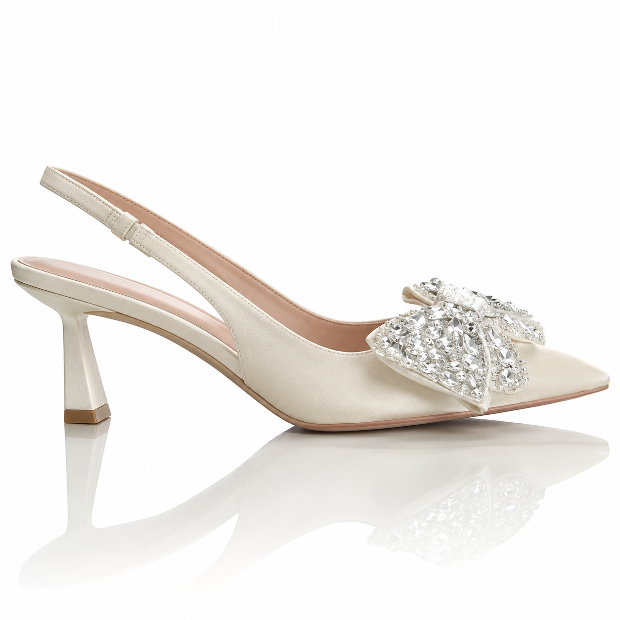Rhinestone Bow Stiletto Heel One Strap Sandals, Sexy Pointed Toe Wide Width Pumps For Wide Feet, 2026 Closed Toe High Heels Women Jovera Joyce