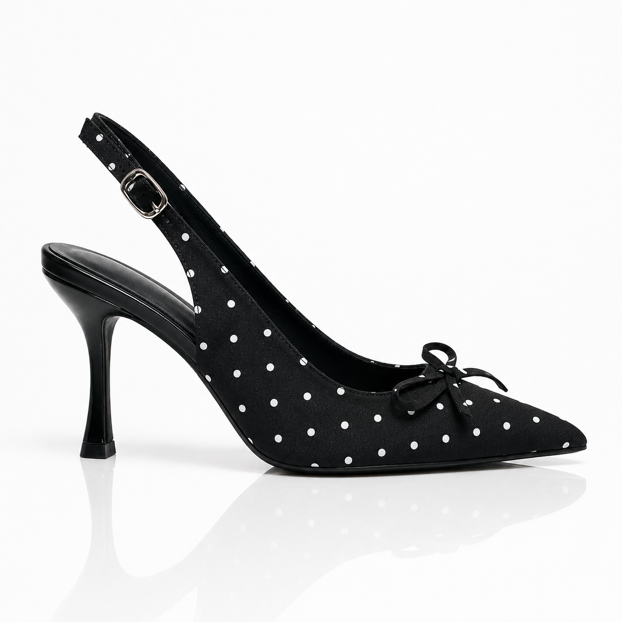 2026 Spring Summer New Arrival French Luxury Polka Dot Pointed Toe Backless Sandals, Women Elegant Stiletto Closed Toe Trendy Heels Jovera Joyce
