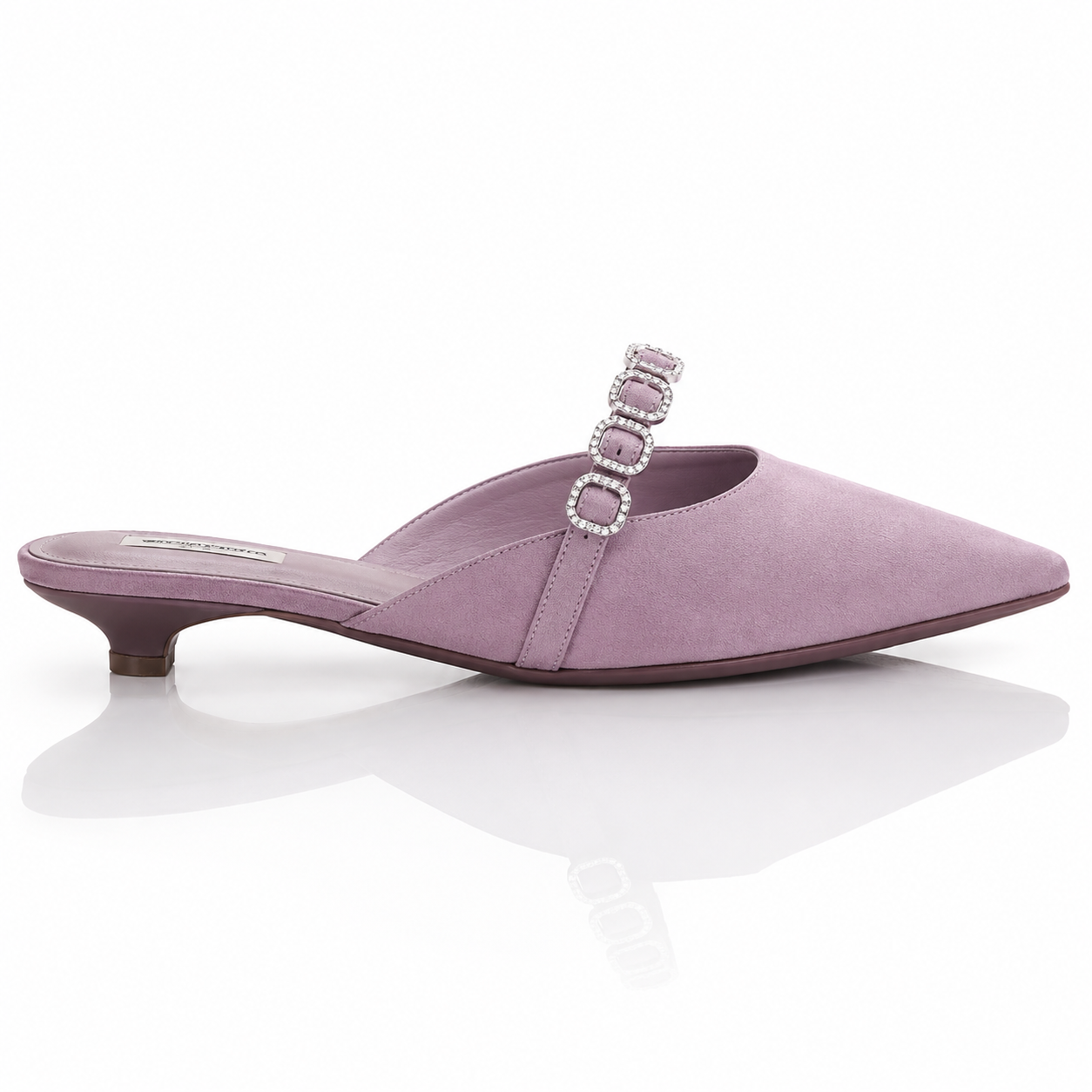 Women's French Style Satin Slide Sandals, Sparkling Rhinestone Embellished Pointed Toe Low Heel Slip-On Mules, 2025 Summer New Collection, High-end Outdoor Wear Jovera Joyce
