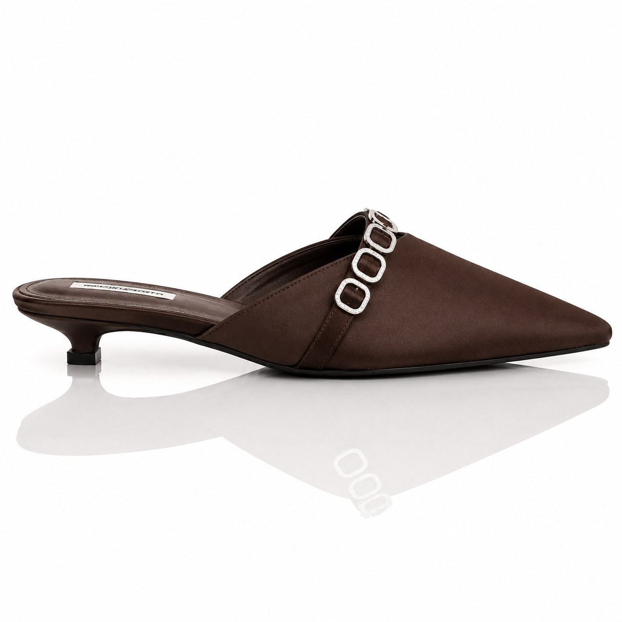 Women's French Style Satin Slide Sandals, Sparkling Rhinestone Embellished Pointed Toe Low Heel Slip-On Mules, 2025 Summer New Collection, High-end Outdoor Wear Jovera Joyce