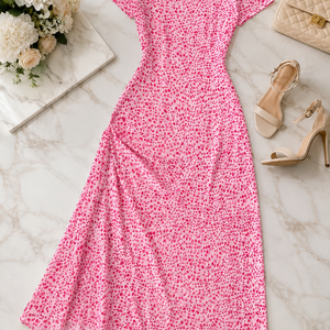 Fashion Printed U-neck Back Strap Short Sleeve Dress Jovera Joyce