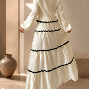 Lace Layered Pleated Lantern Sleeve Bow Shirt And Skirt Suit Women Jovera Joyce
