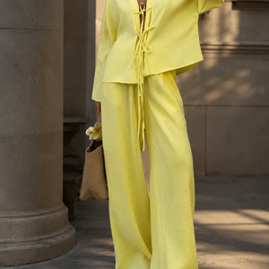 High-end Lace-up Shirt And Pants Casual Fashion Set Jovera Joyce