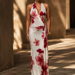 Womens Fashionable Printed V-Neck Slim-Fit Dress Jovera Joyce