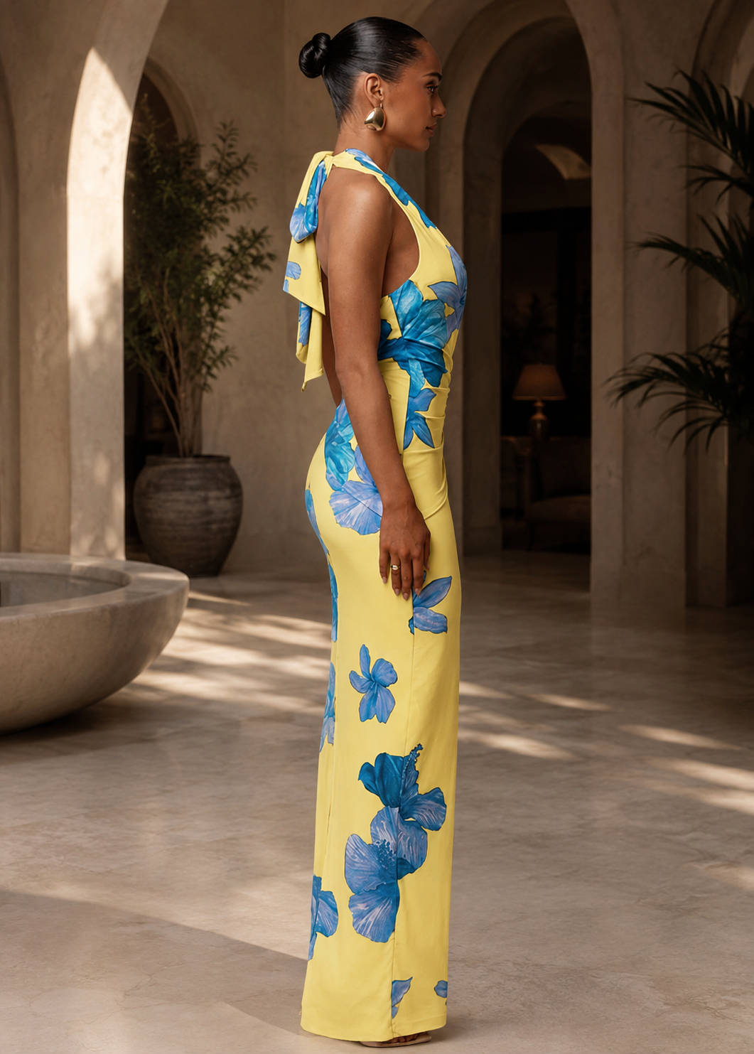Womens Fashionable Printed V-Neck Slim-Fit Dress Jovera Joyce