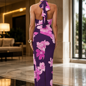 Womens Fashionable Printed V-Neck Slim-Fit Dress Jovera Joyce