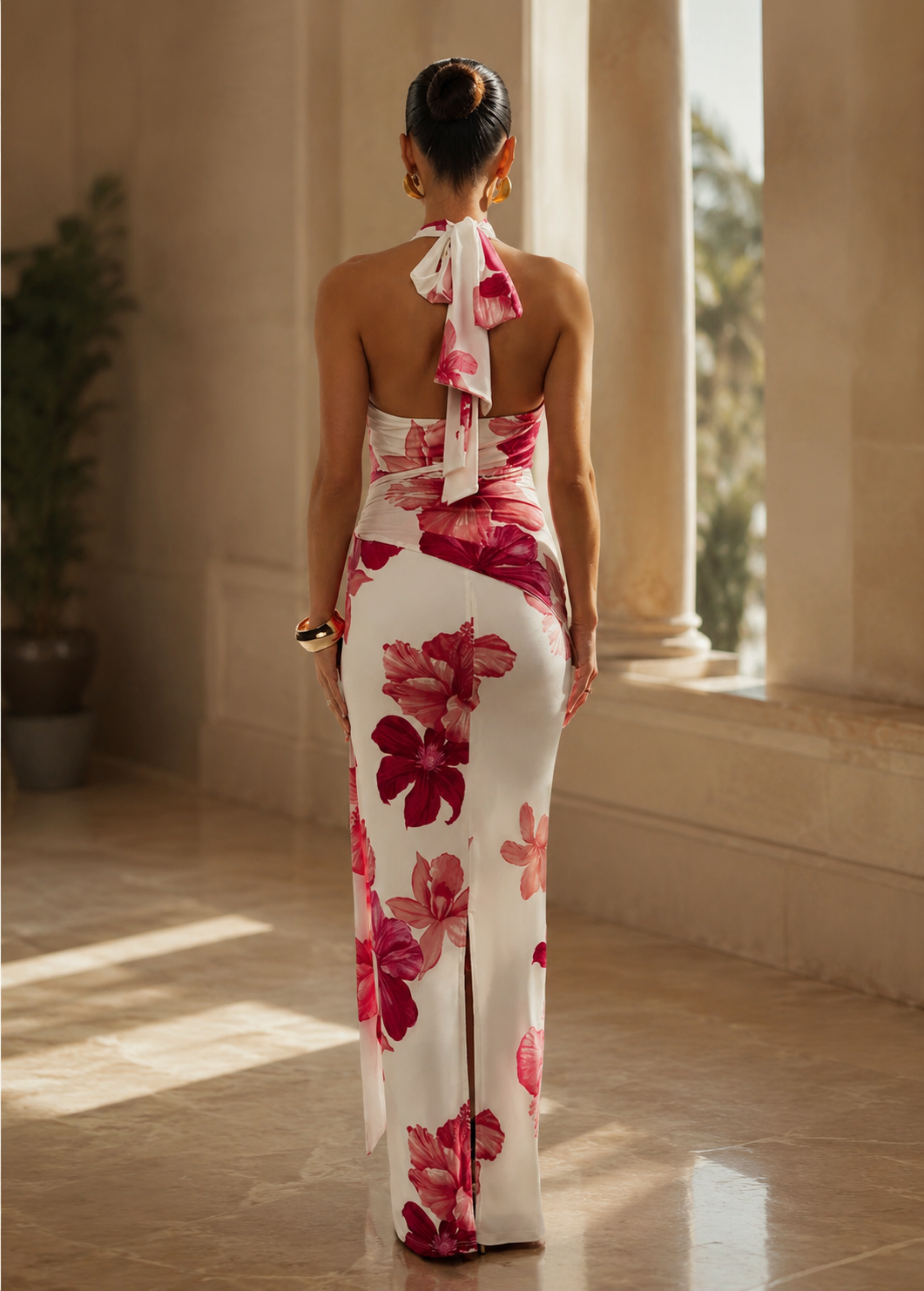 Womens Fashionable Printed V-Neck Slim-Fit Dress Jovera Joyce