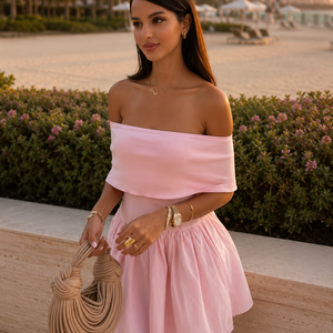 European And American Style Beach Holiday Sexy Dress Knitted Hollow-out Off Collar Jovera Joyce