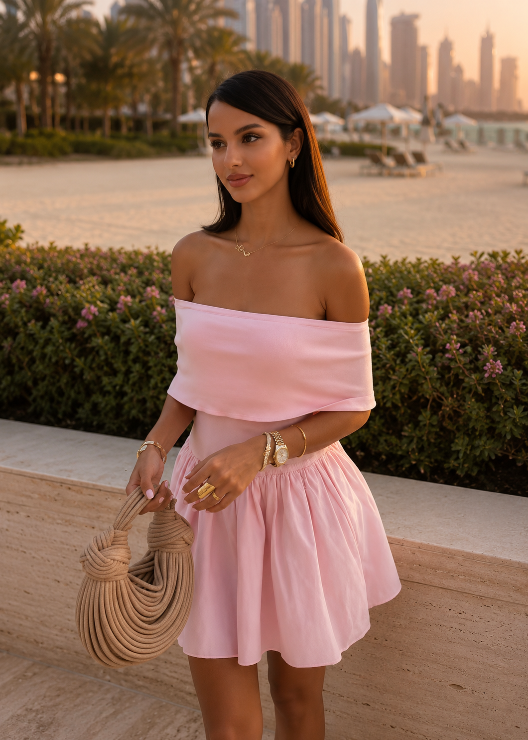 European And American Style Beach Holiday Sexy Dress Knitted Hollow-out Off Collar Jovera Joyce