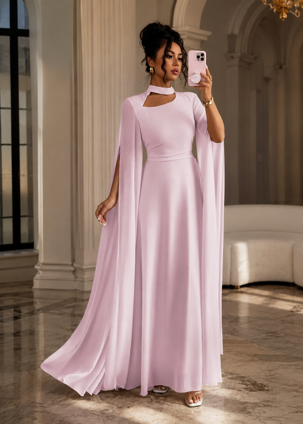 Womens Lace-Up Cloak Fit-and-Flare Dress Jovera Joyce
