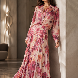 Fashion Casual Two-piece Suit Printed Long Sleeve Shirt High Waist Skirt Suit Jovera Joyce