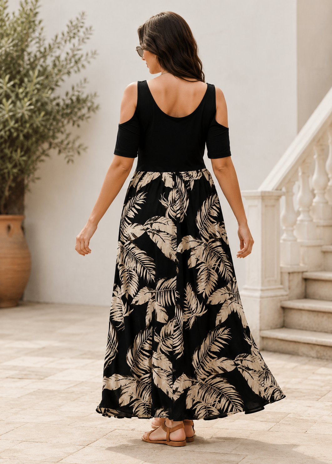 Noire Palmera Floral V-neck Dress Jovera Joyce