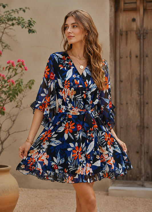 Roselle Bloom Wrap Mini Dress Jovera Joyce