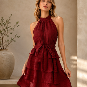 Celeste Charm Halterneck Ruffle Dress Jovera Joyce