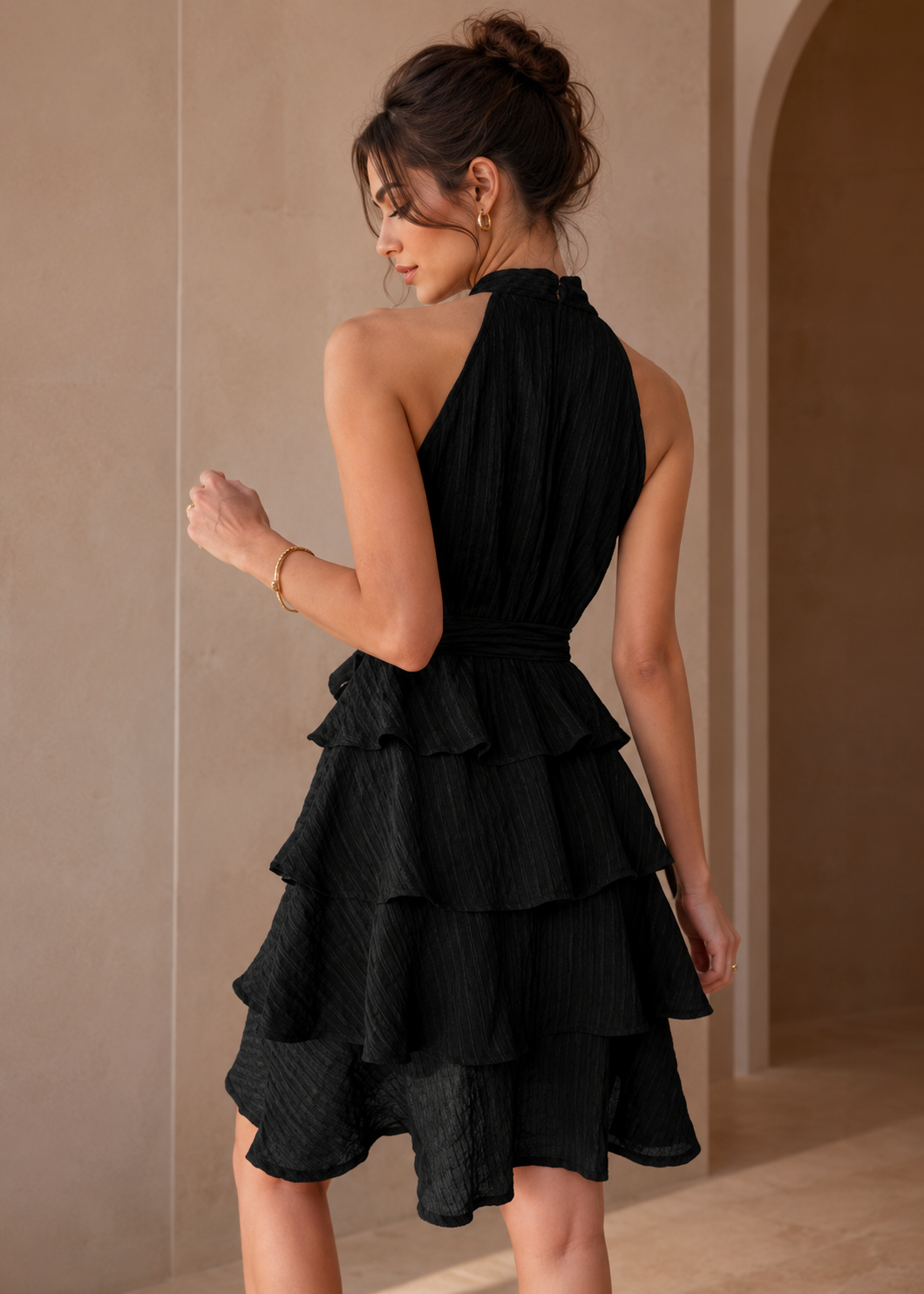 Celeste Charm Halterneck Ruffle Dress Jovera Joyce
