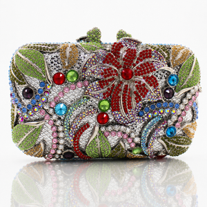 Women's Flower Color Rhinestone Hollow Clutch Jovera Joyce