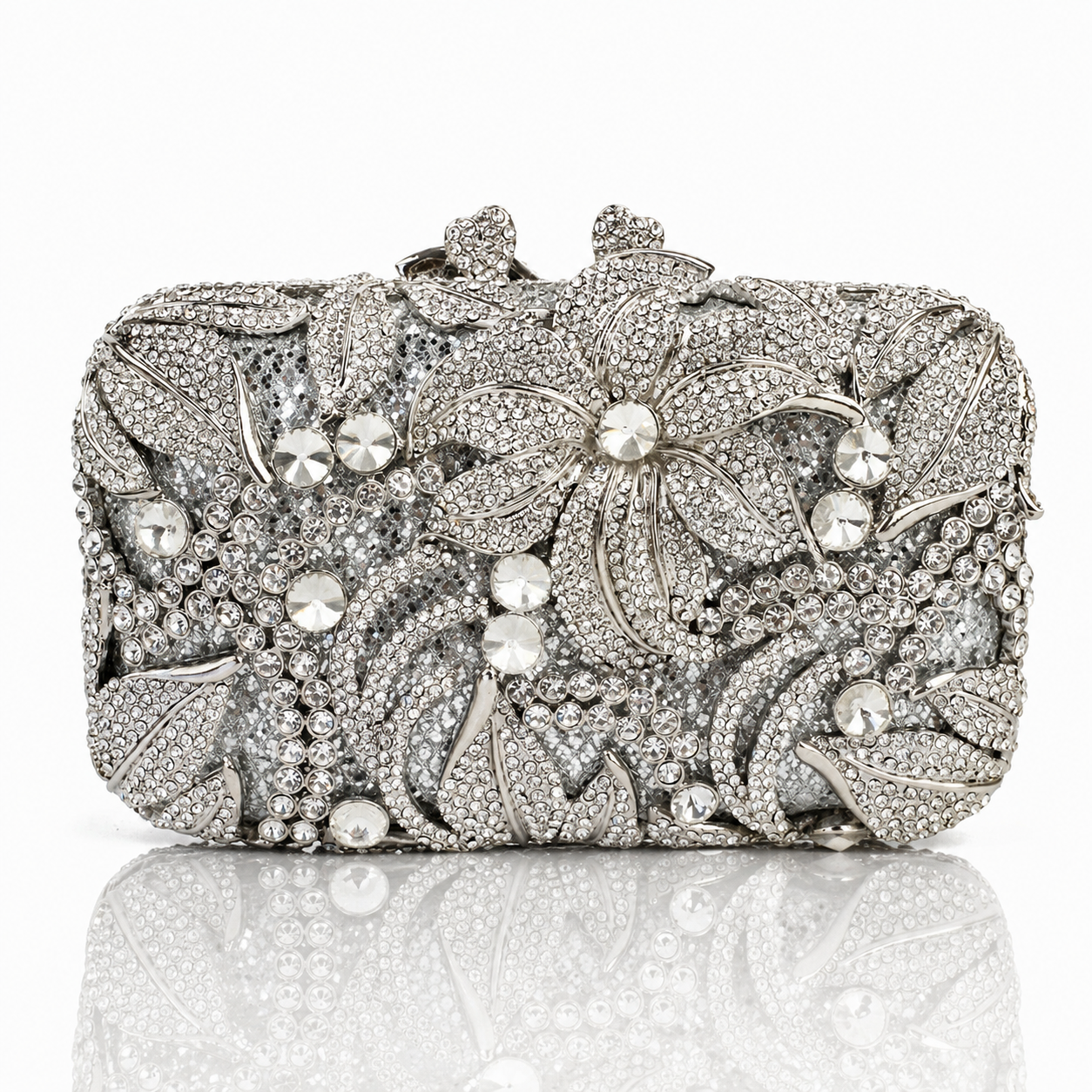 Women's Flower Color Rhinestone Hollow Clutch Jovera Joyce