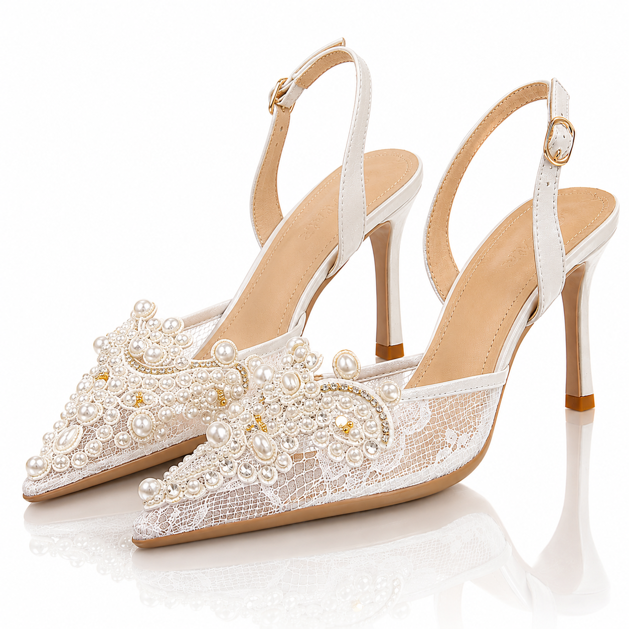 Women's Lace Fashion High Heels Pearls Jovera Joyce