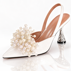 Fashionable Pearl-flower-shaped Square-bead Stiletto Sandals With A Pointed Toe And Ankle Strap For Women Jovera Joyce