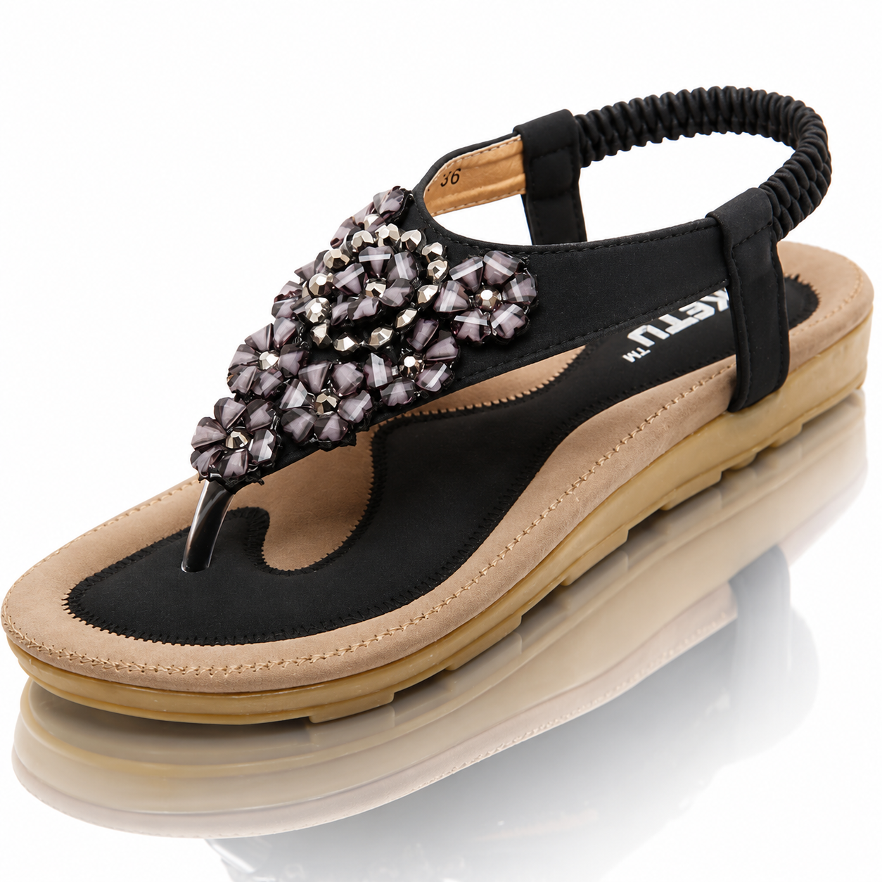 Women's Flip Flops Sandals Flat Summer Shoes Woman Plus Size Casual Sandals Rhinestone Floral Sandalias Jovera Joyce