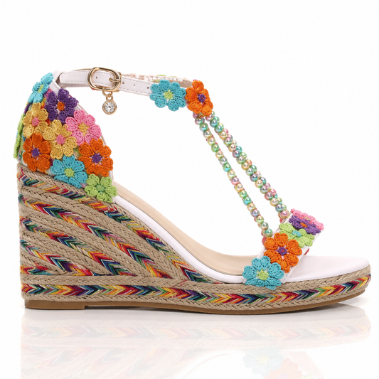 Rainbow Lace Beaded Sandals Jovera Joyce