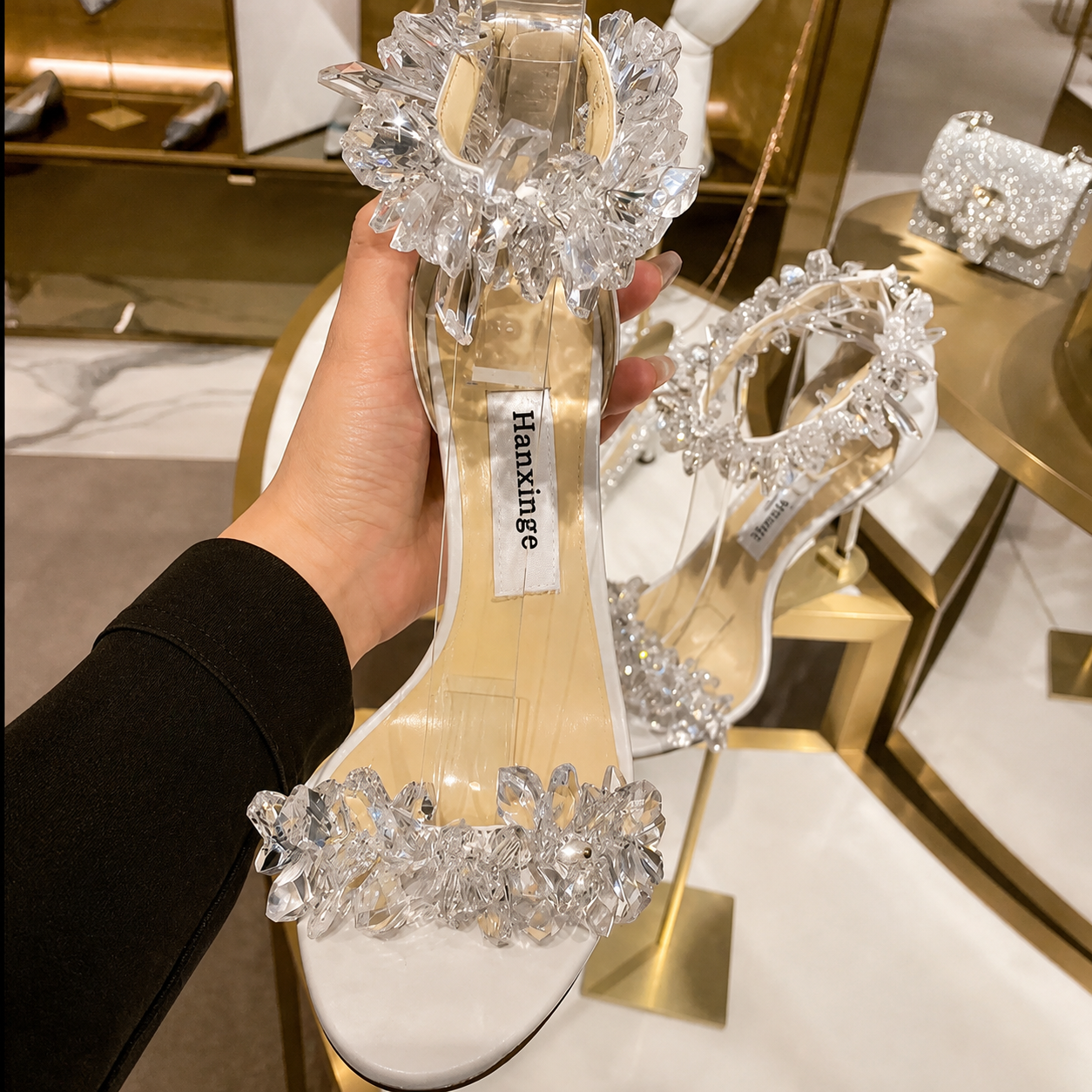Fleur de Glace Crystal Sandals Jovera Joyce
