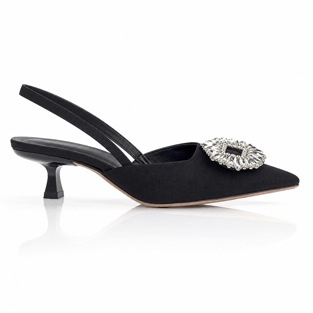Crystal Buckle Slingback Heels Jovera Joyce