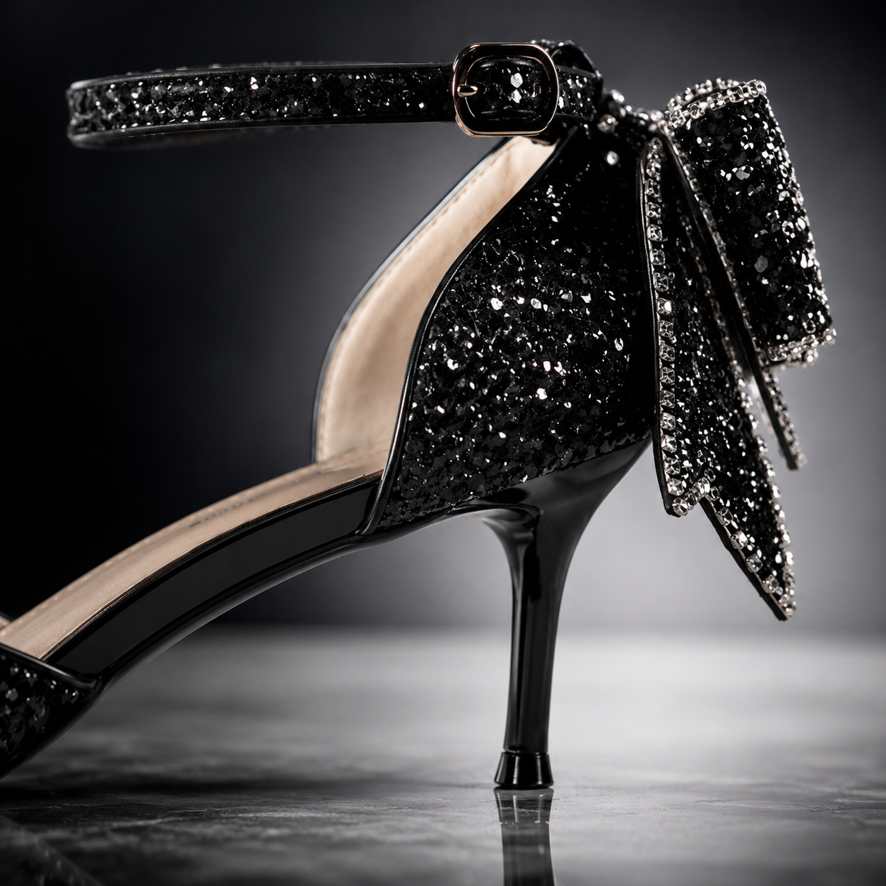 Glitter Bow Stiletto Pumps Jovera Joyce