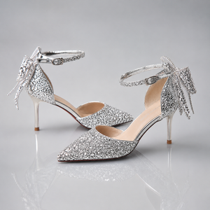 Glitter Bow Stiletto Pumps Jovera Joyce