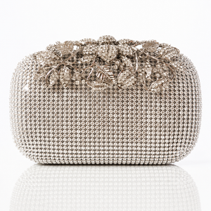 Leaf-shaped Flowers Diamond Dinner Clutch Jovera Joyce