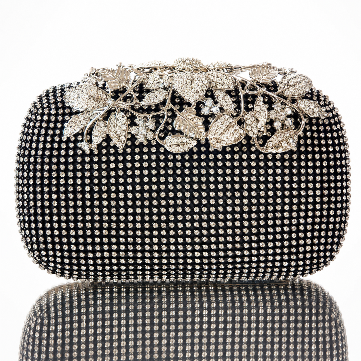 Leaf-shaped Flowers Diamond Dinner Clutch Jovera Joyce