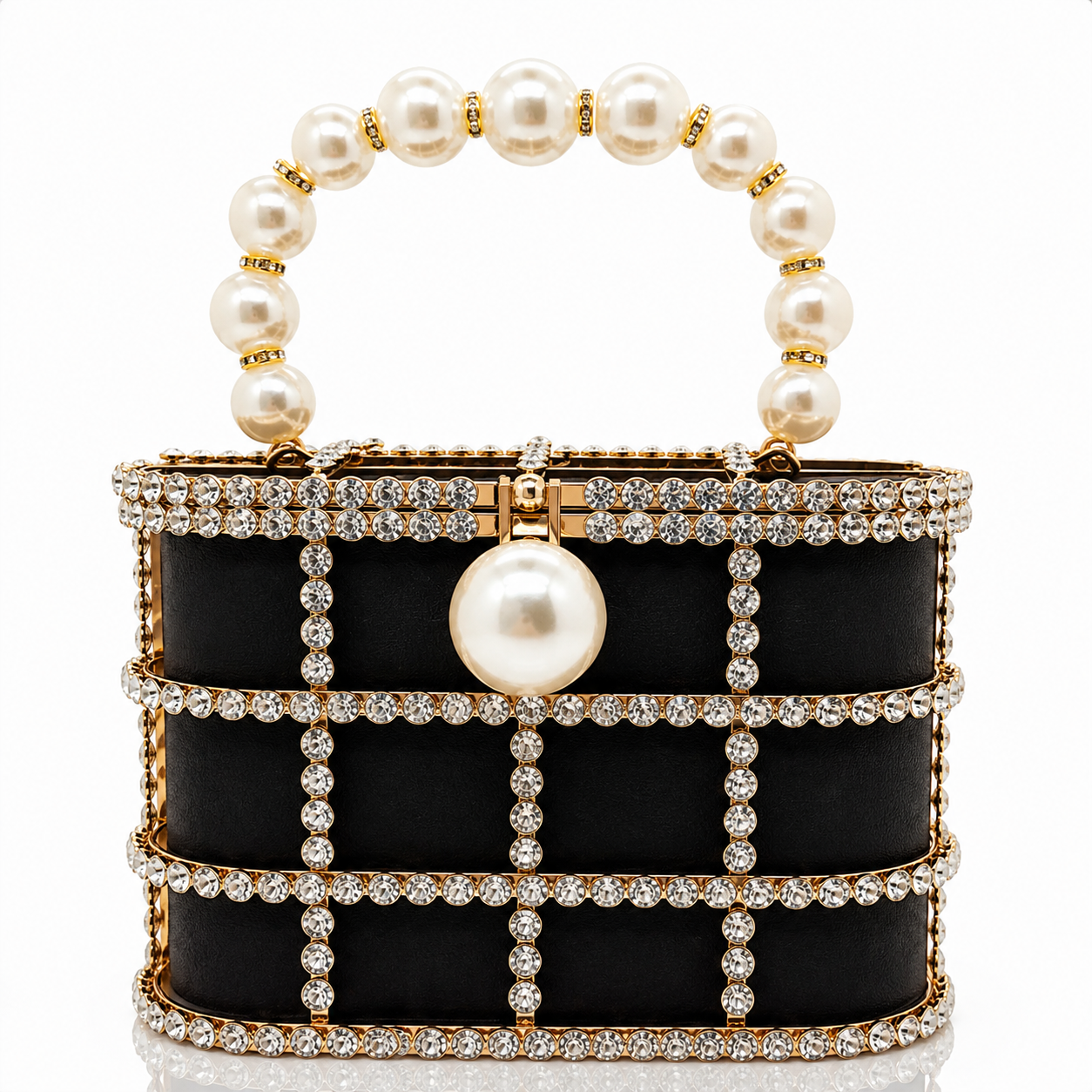 Hollow Pearl Buckle Birdcage Clutch Jovera Joyce