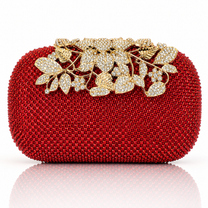 Leaf-shaped Flowers Diamond Dinner Clutch Jovera Joyce
