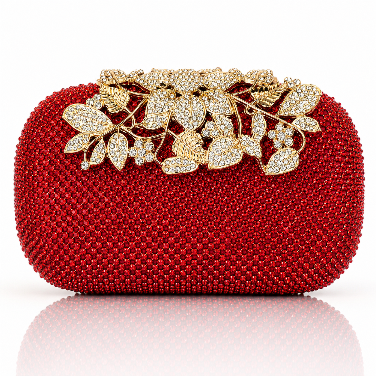 Leaf-shaped Flowers Diamond Dinner Clutch Jovera Joyce