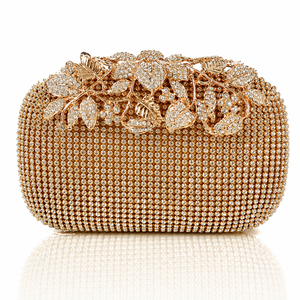 Leaf-shaped Flowers Diamond Dinner Clutch Jovera Joyce