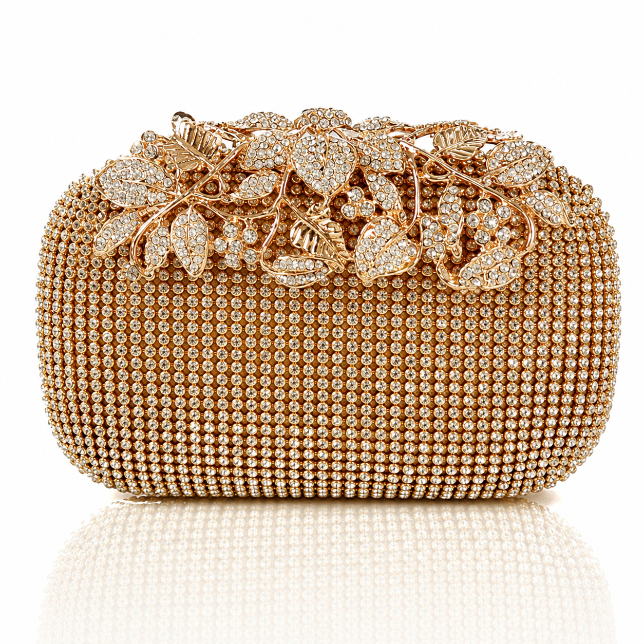 Leaf-shaped Flowers Diamond Dinner Clutch Jovera Joyce